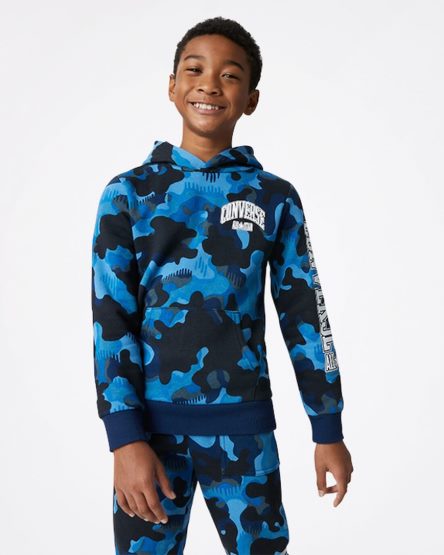 Boys' Converse Camo Pullover Hoodie Navy | AU 9EC35G